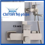 Sen cây vuông inox 304, sen cây tắm đứng, sen tắm đứng inox 304 mờ bền bỉ, sen tắm inox 3 chế độ — ảnh 7