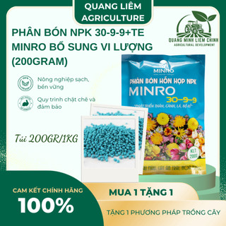 Phân Bón NPK 30-9-9+TE Minro (200GR) Bổ Sung Vi Lượng, Phát Triển Thân, Cành, Rễ, Rau màu, Hoa Kiểng