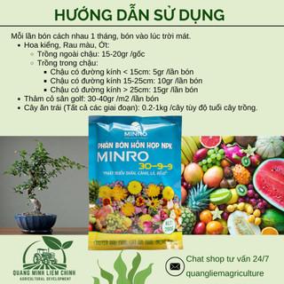 Phân Bón NPK 30-9-9+TE Minro (200GR) Bổ Sung Vi Lượng, Phát Triển Thân, Cành, Rễ, Rau màu, Hoa Kiểng