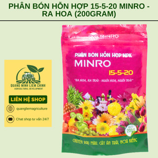 Phân Bón Hỗn Hợp 15-5-20 Minro (200gram) - Ra Hoa, Ra Trái, Nuôi Hoa, Nuôi Trái Khỏe Mạnh, hiệu quả