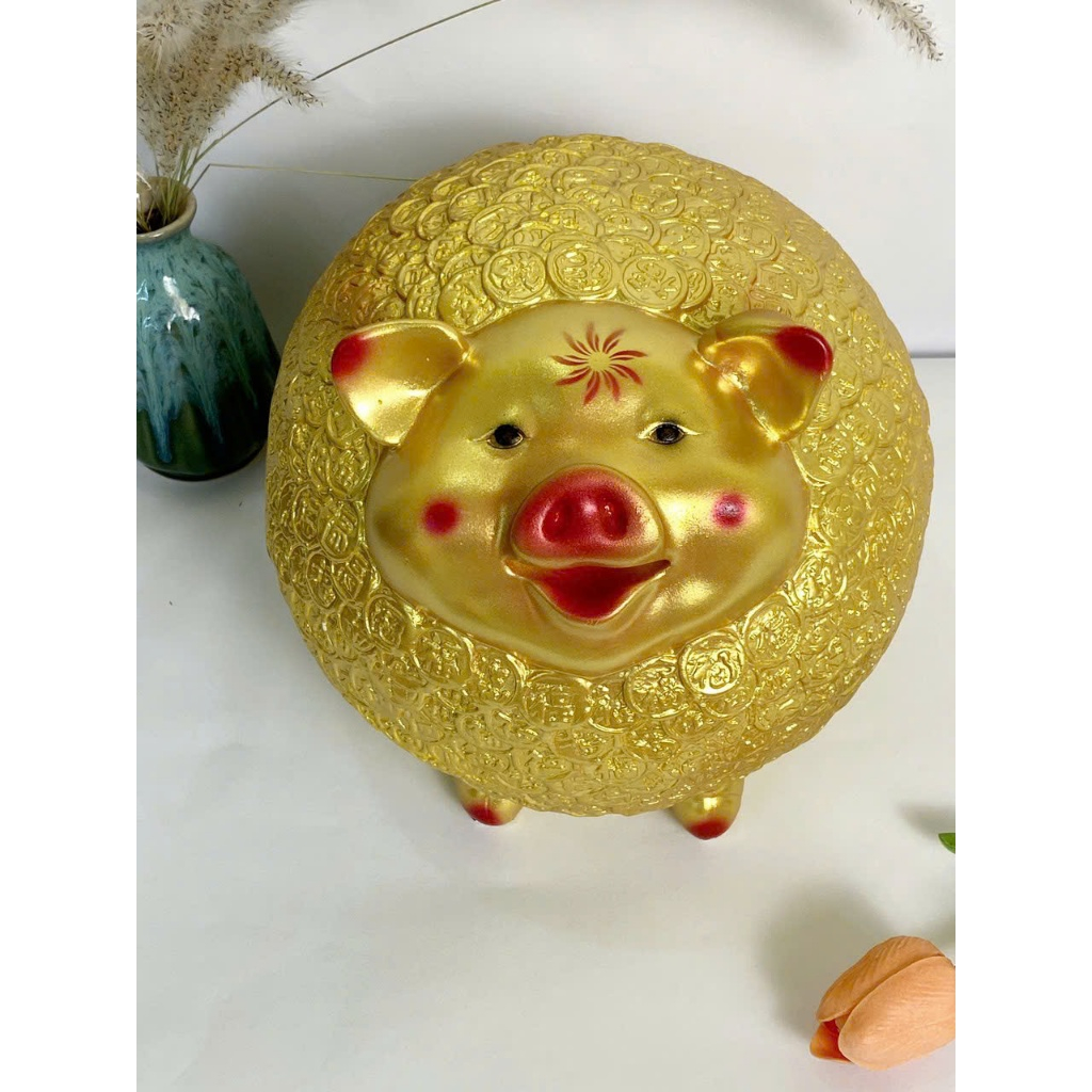 Heo Đất lợn đất Nhím đồng xu màu vàng gold -ống tiết kiệm phong thủy mang may mắn tài lộc LĐ20