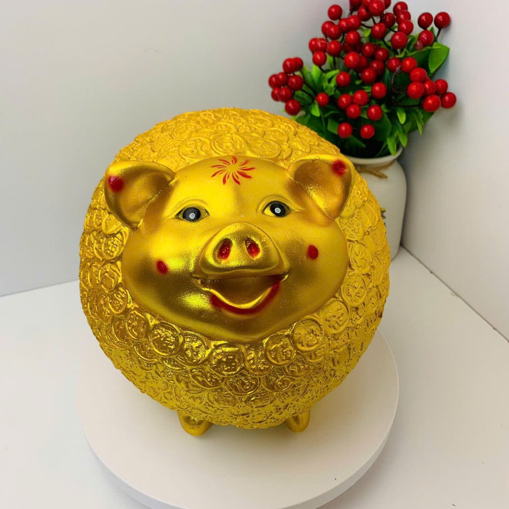 Heo Đất lợn đất Nhím đồng xu màu vàng gold -ống tiết kiệm phong thủy mang may mắn tài lộc LĐ20