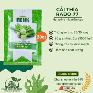 Hạt Giống Cải Thìa RADO 77 (Gói 20g~3500 Hạt) Rạng Đông, Sinh Trưởng Mạnh, Ít Sâu Bệnh