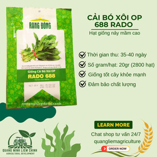 Hạt Giống Cải Bó Xôi OP RADO 688 (Gói 20g~2800 Hạt) Rạng Đông, Chịu Nhiệt Tốt, Dễ Gieo Trồng