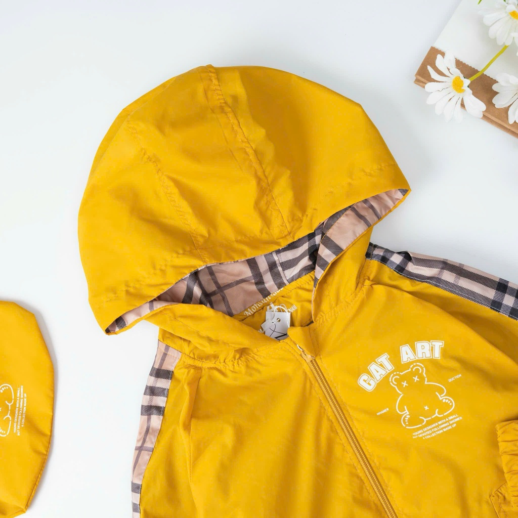 [Tặng túi đeo chéo] Áo khoác gió lót cotton bé gái, áo khoác 2 lớp cho bé gái, áo khoác gió nhẹ