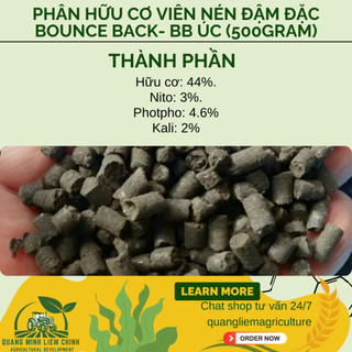 Phân Hữu Cơ viên nén đậm đặc Bounce Back- BB Úc (500gr/1kg), dùng cho cây kiểng, hoa lan, bonsai