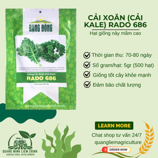 Hạt Giống Cải Xoăn (Cải Kale) RADO 686 (5g~500 Hạt) Rạng Đông, Giàu Chất Dinh Dưỡng, Xanh Mướt