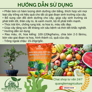Phân Bón NPK 17-17-17 Minro - Bung chồi, nhú đọt, tạo mầm hoa, tăng độ ngọt, màu sắc đẹp hoa lâu tàn