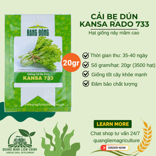 Hạt Giống Cải Bẹ Dún Kansa RADO 733 (Gói 20g~3500 Hạt) Rạng Đông, Chịu Nhiệt Tốt, Ít Sâu Bệnh