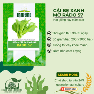 Hạt Giống Cải Bẹ Xanh Mỡ Rado 57 (20g~2000 Hạt) Rạng Đông, Chịu Nhiệt Tốt, Nảy Mầm Nhanh