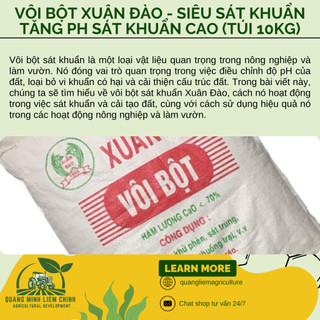 Vôi bột Xuân Đào - Siêu sát khuẩn, tăng PH sát khuẩn cao cho đất đai và cây trồng (túi 10kg)