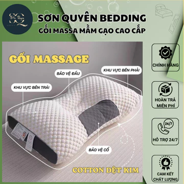 Gối Mầm gạo Cao Cấp Chống đau Cột Sống Cổ, Định Hình Tư Thế Ngủ, Chống Ngáy Giúp Ngủ Ngon - Sơn Quyên Bedding