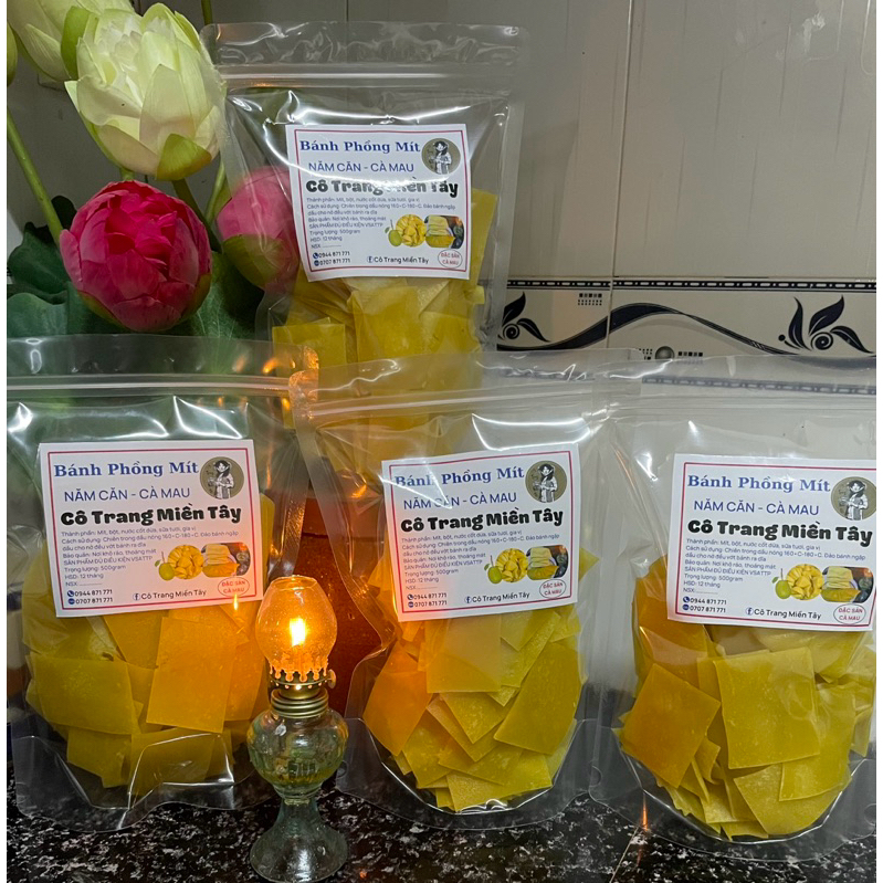 Bánh phồng mít ngon - Bánh phồng mít Năm Căn Cà Mau - Đặc sản Năm Căn Cà Mau - Hộp 500g - Loại đặc biệt