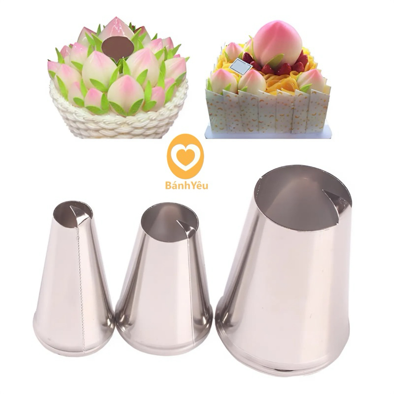 Bộ 3 đui bắt kem trái đào tiên/ Đui bắt kem inox không gỉ - DC87F
