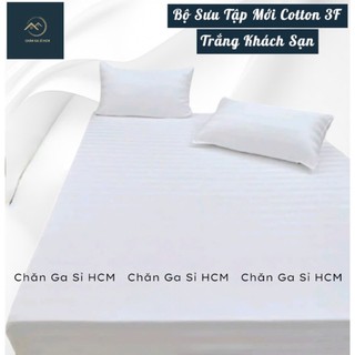 🧧GIÁ SỐC🧧 Bộ Ga Gối 4 Món Cotton 3F Full Box, Vân Sọc 3F Khách Sạn Bền Đẹp, Kèm Vỏ Gối Ôm Khóa Kéo