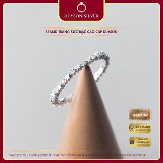 Nhẫn bạc 925 nữ đính đá dải sao, Nhẫn dải đá bạc Ý 925 mạ vàng trắng cao cấp DUYSON SILVER NXK43