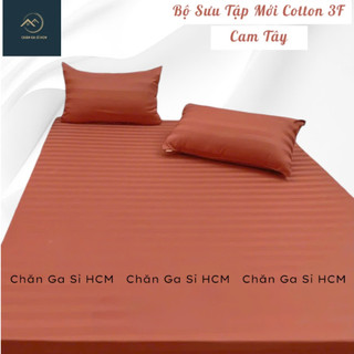 🧧GIÁ SỐC🧧 Bộ Ga Gối 4 Món Cotton 3F Full Box, Vân Sọc 3F Khách Sạn Bền Đẹp, Kèm Vỏ Gối Ôm Khóa Kéo