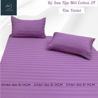 🧧GIÁ SỐC🧧 Bộ Ga Gối 4 Món Cotton 3F Full Box, Vân Sọc 3F Khách Sạn Bền Đẹp, Kèm Vỏ Gối Ôm Khóa Kéo