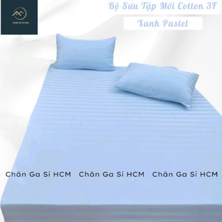 🧧GIÁ SỐC🧧 Bộ Ga Gối 4 Món Cotton 3F Full Box, Vân Sọc 3F Khách Sạn Bền Đẹp, Kèm Vỏ Gối Ôm Khóa Kéo
