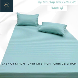 🧧GIÁ SỐC🧧 Bộ Ga Gối 4 Món Cotton 3F Full Box, Vân Sọc 3F Khách Sạn Bền Đẹp, Kèm Vỏ Gối Ôm Khóa Kéo