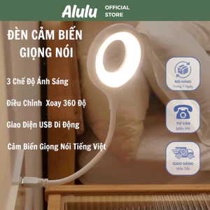 Đèn Ngủ Thông Minh - Điều Khiển Giọng Nói Tiếng Việt - Cổng Usb Thay Đổi 3 Màu Dễ Chịu Khi Ngủ - Kho Sỉ Gia Dụng Alulu