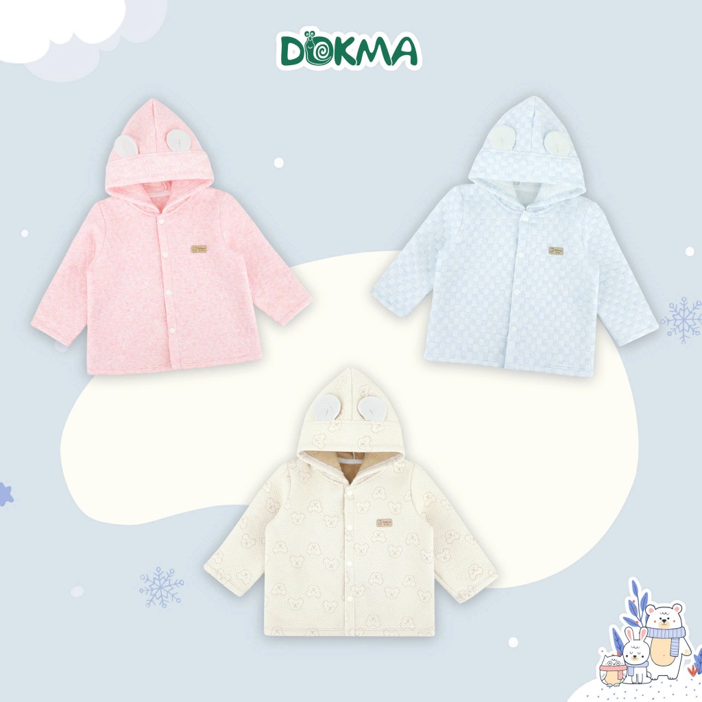(3-24M, 6,5-12,2kg) Áo Khoác Trần Bông Dokma Ấm Áp, Hoạ Tiết Đáng Yêu Cho Bé DA2537 DA2690