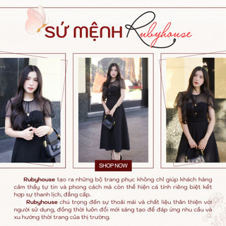 Váy đen nữ cổ ren dáng dài thanh lịch Rubyhouse, đầm nữ xòe nhẹ nhàng cho nàng dạo phố