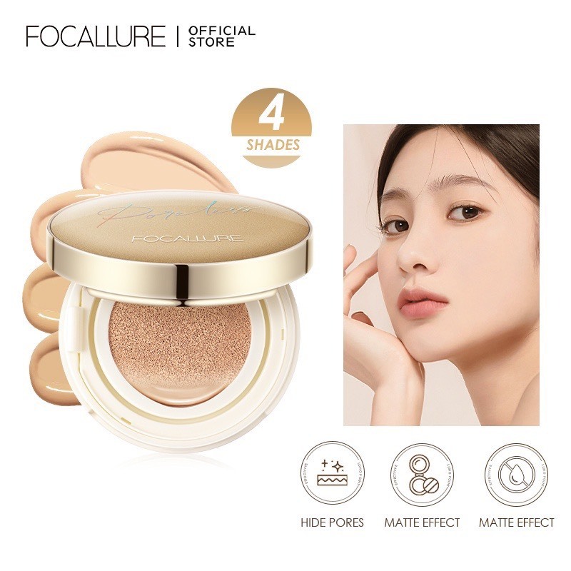 FOCALLURE Phấn nước poreless matte mịn lỳ, lâu trôi FA198 12g | NHÍM HOUSE
