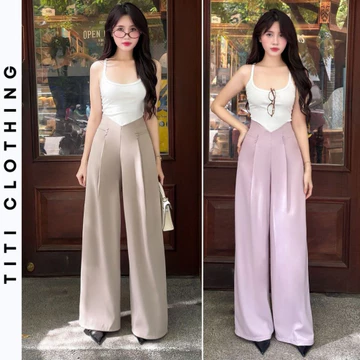 Quần suông ống rộng, quần ống suông cạp cao, quần suông vải, quần tây ống rộng, quần dài nữ ống suông mã T20