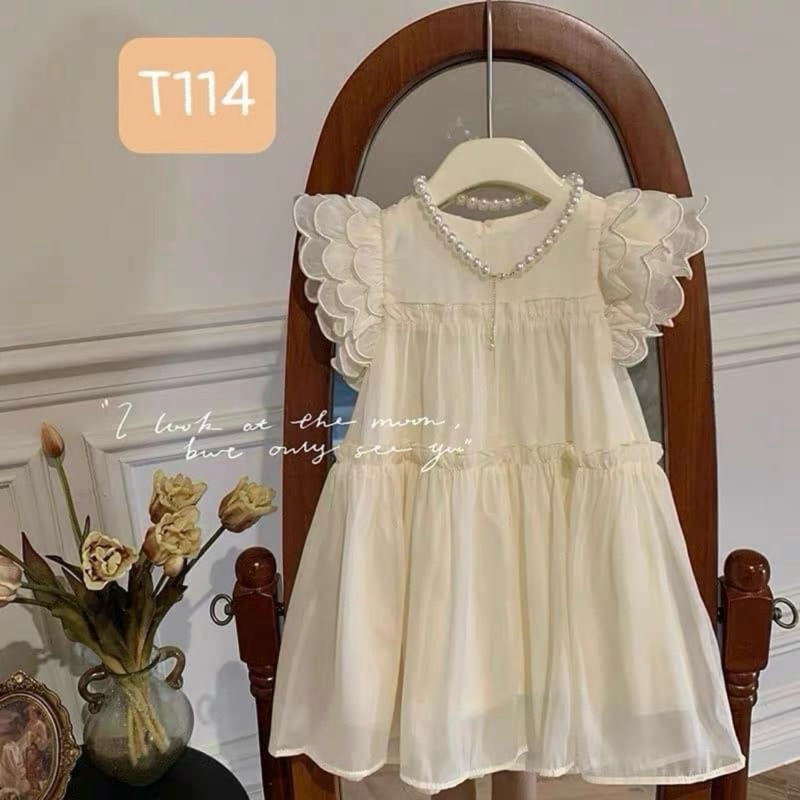 T114 Váy cho bé Diệu Linh shop Kids- váy thiết kế chất liệu tơ mềm có lót lụa bên trong diện đi tiệc siêu sinh sz 8-35kg