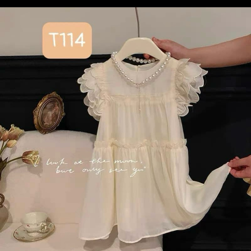 T114 Váy cho bé Diệu Linh shop Kids- váy thiết kế chất liệu tơ mềm có lót lụa bên trong diện đi tiệc siêu sinh sz 8-35kg