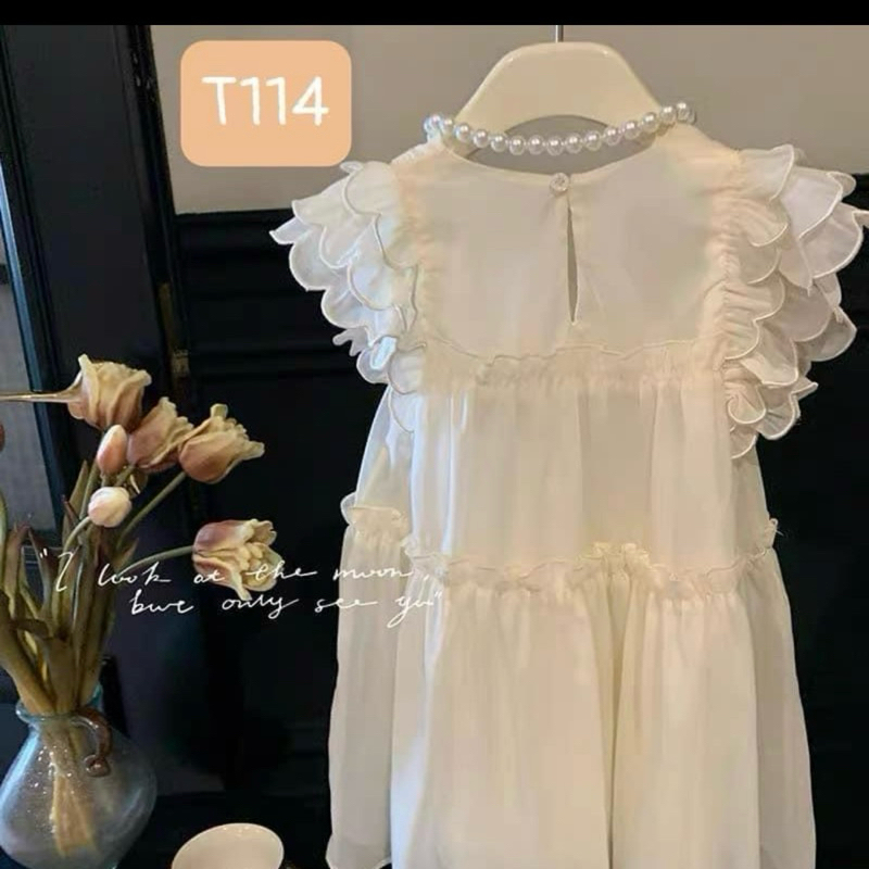 T114 Váy cho bé Diệu Linh shop Kids- váy thiết kế chất liệu tơ mềm có lót lụa bên trong diện đi tiệc siêu sinh sz 8-35kg