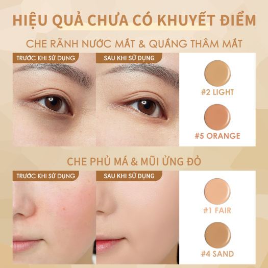 FOCALLURE Che khuyết điểm focallure 5 ô màu phù hợp mọi loại da 4.3g | NHÍM HOUSE