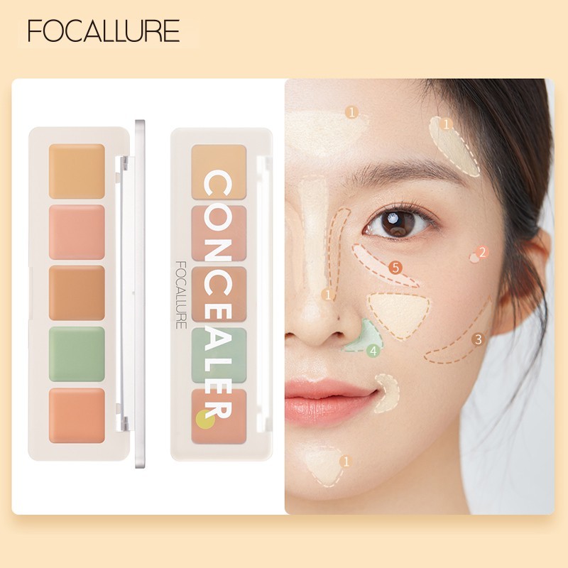 FOCALLURE Che khuyết điểm focallure 5 ô màu phù hợp mọi loại da 4.3g | NHÍM HOUSE