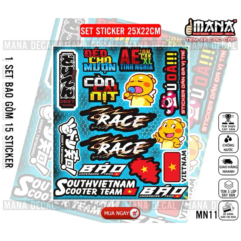 Sticker dán xe chữ race, qoobee dán đa vị trí, tem Sticker team dán xe ...