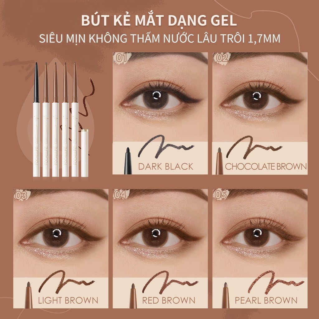 FOCALLURE Bút chì kẻ mắt dạng sáp Focallure đầu mảnh 1.7mm lâu trôi 1g | NHÍM HOUSE