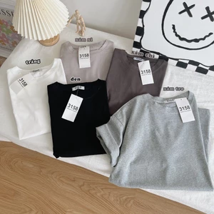 Áo thun trơn YUSTUDIO, áo 3158 cotton khô, áo thun nữ form rộng nam nữ tay lỡ mẫu trơn unisex