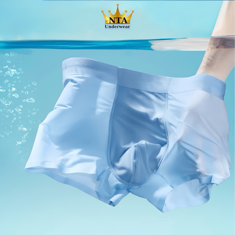 Combo 4 Quần Sịp Boxer Nam Lụa Băng Cao Cấp Không Đường May NTA Underwear (Che tên sản phẩm)