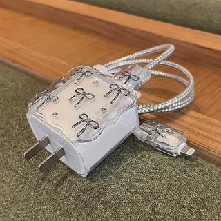 [Nơ Viền Sóng] Bộ phụ kiện bảo vệ củ sạc và cáp sạc cho iphone PD18/20W bằng silicon cao cấp RABBI