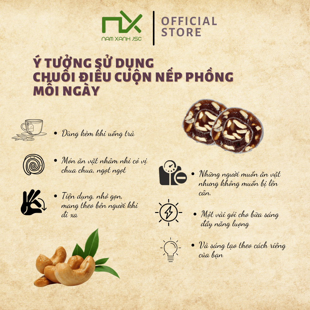 Ảnh Nam Xanh Chuối điều cuộn nếp phồng túi 40g 1