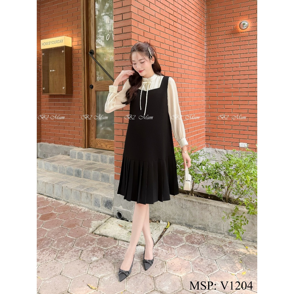 Yếm Bầu Xếp Ly Chất Tuyết Mưa - Mềm Mại, Êm Ái, Dễ Dàng Di Chuyển V1204 Thiết Kế By B2MUM ( Không Kèm Áo )