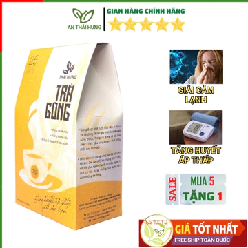 Trà Gừng Thái Hưng - Giải Cảm Lạnh, Tăng Huyết Áp Thấp - 25 túi lọc 125gr / ad.tea