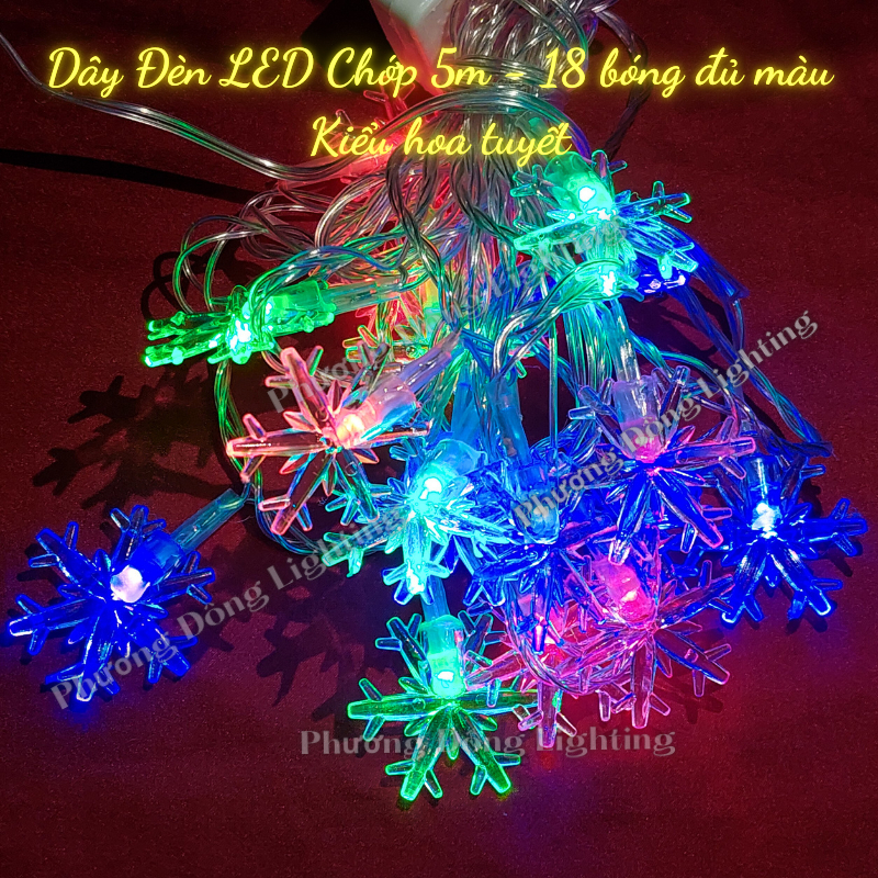 Dây đèn LED trang trí Noel nhiều kiểu Cắm điện 220v Dây dài 5m - 18 bóng