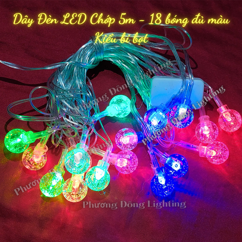 Dây đèn LED trang trí Noel nhiều kiểu Cắm điện 220v Dây dài 5m - 18 bóng