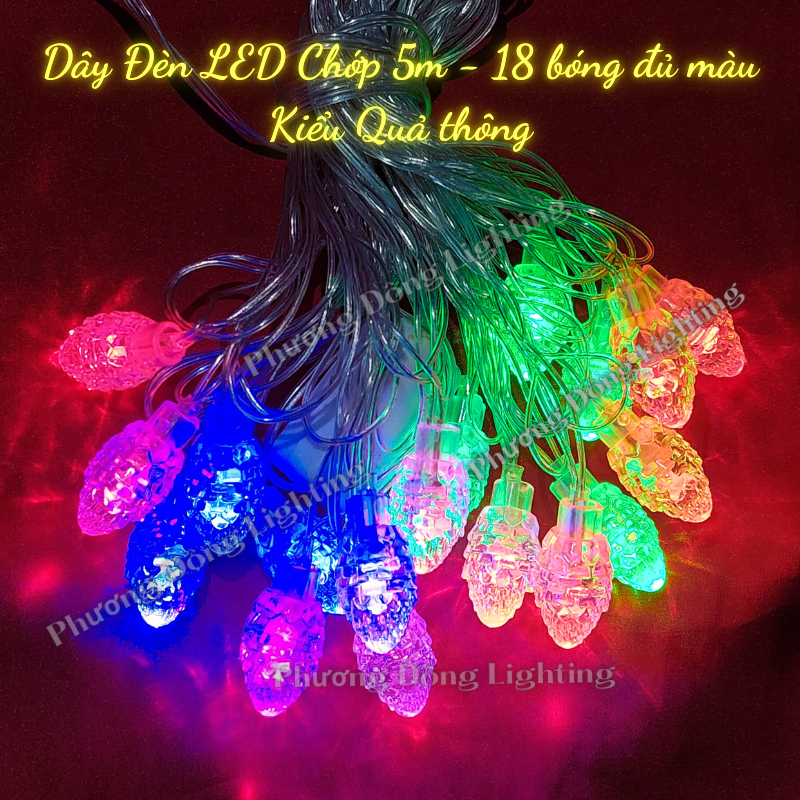 Dây đèn LED trang trí Noel nhiều kiểu Cắm điện 220v Dây dài 5m - 18 bóng