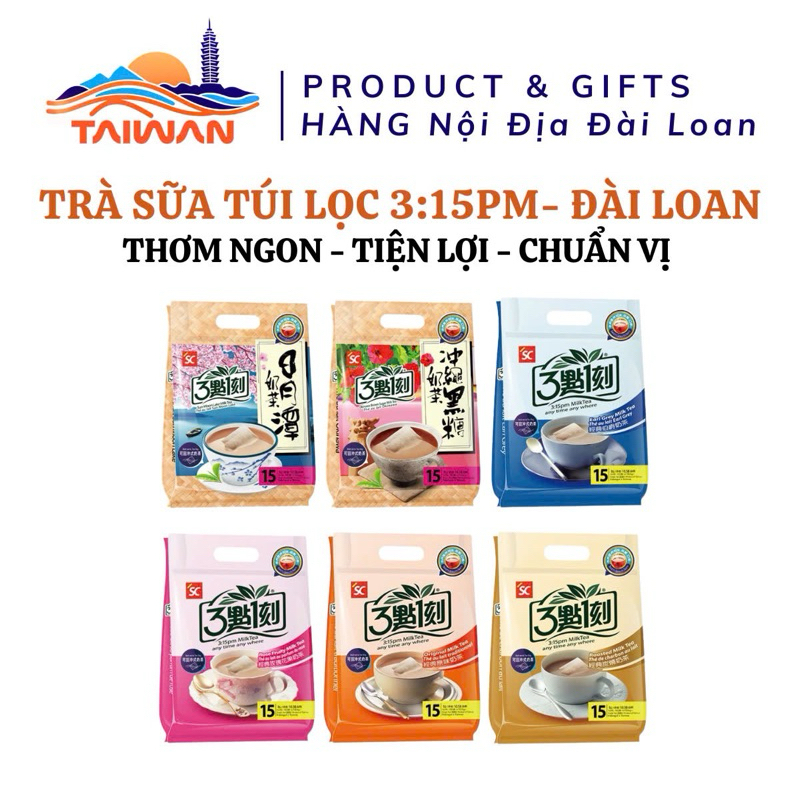 [Date mới] Trà sữa túi lọc 3:15pm Đài Loan 15 gói/túi