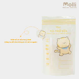 Túi Trữ Sữa Mẹ Molli, 30PCS/Hộp,, Khóa Zip Đôi, Không Chứa BPA, Thiết Kế Vòi Đổ Thông Minh -
