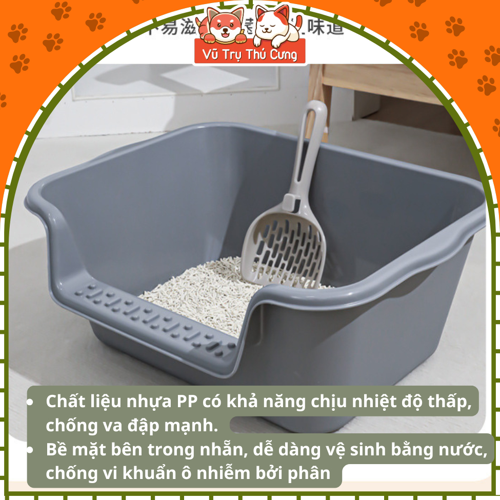 Khay Vệ Sinh Cho Mèo Có Thành Cao Chống Văng Cát (Đơn Sắc)