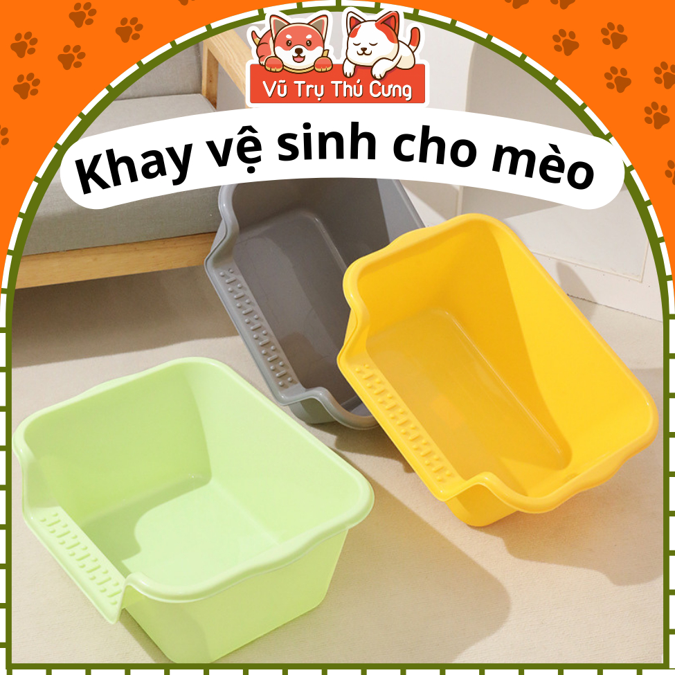 Khay Vệ Sinh Cho Mèo Có Thành Cao Chống Văng Cát (Đơn Sắc)