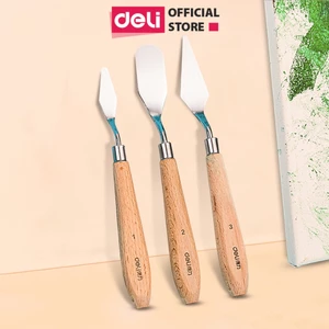 Bộ Bay Pha Màu Dmast Cao Cấp Deli Bay Trộn Màu, Bay Đắp Màu, Xúc Màu Cán Gỗ Chắc Chắn Lưỡi Bay Thép Chống Gỉ